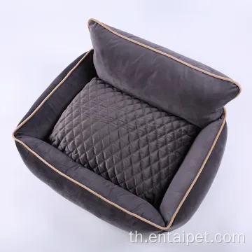 PET PET MARGRANGULAR BED DOG BED พร้อมที่นอนหมอน